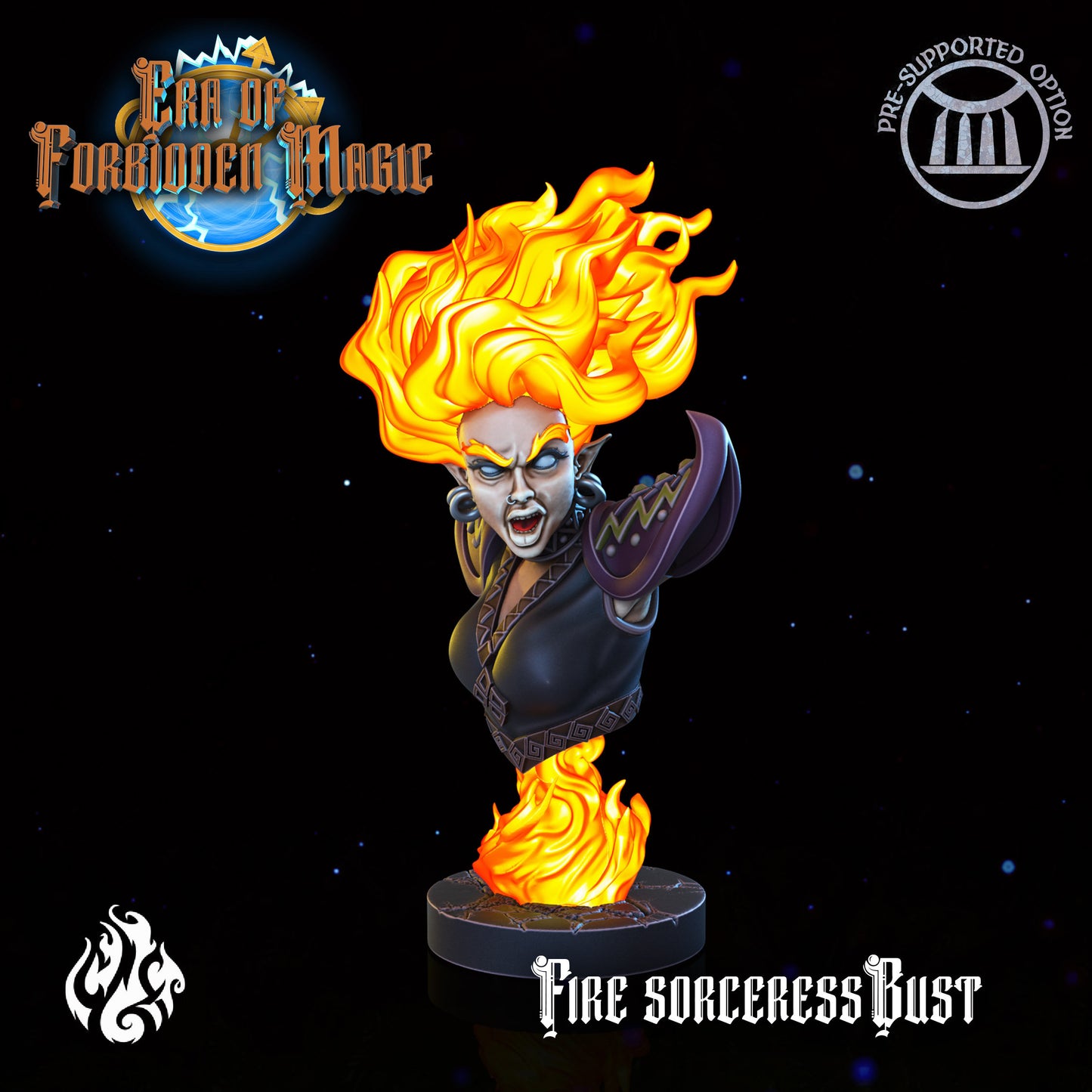 Fire Sorceress from "Era of Forbidden Magic" by Crippled God Foundry Miniatures