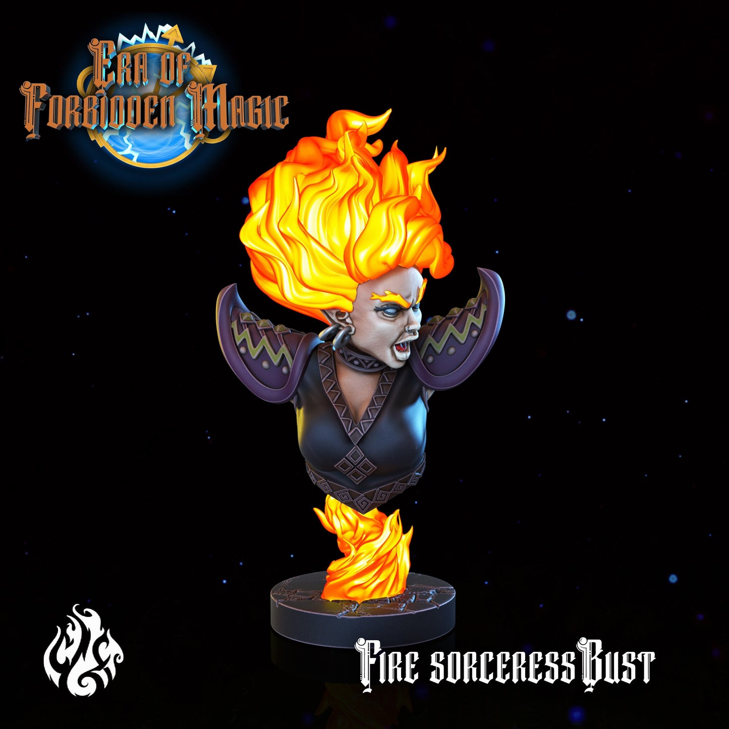 Fire Sorceress from "Era of Forbidden Magic" by Crippled God Foundry Miniatures