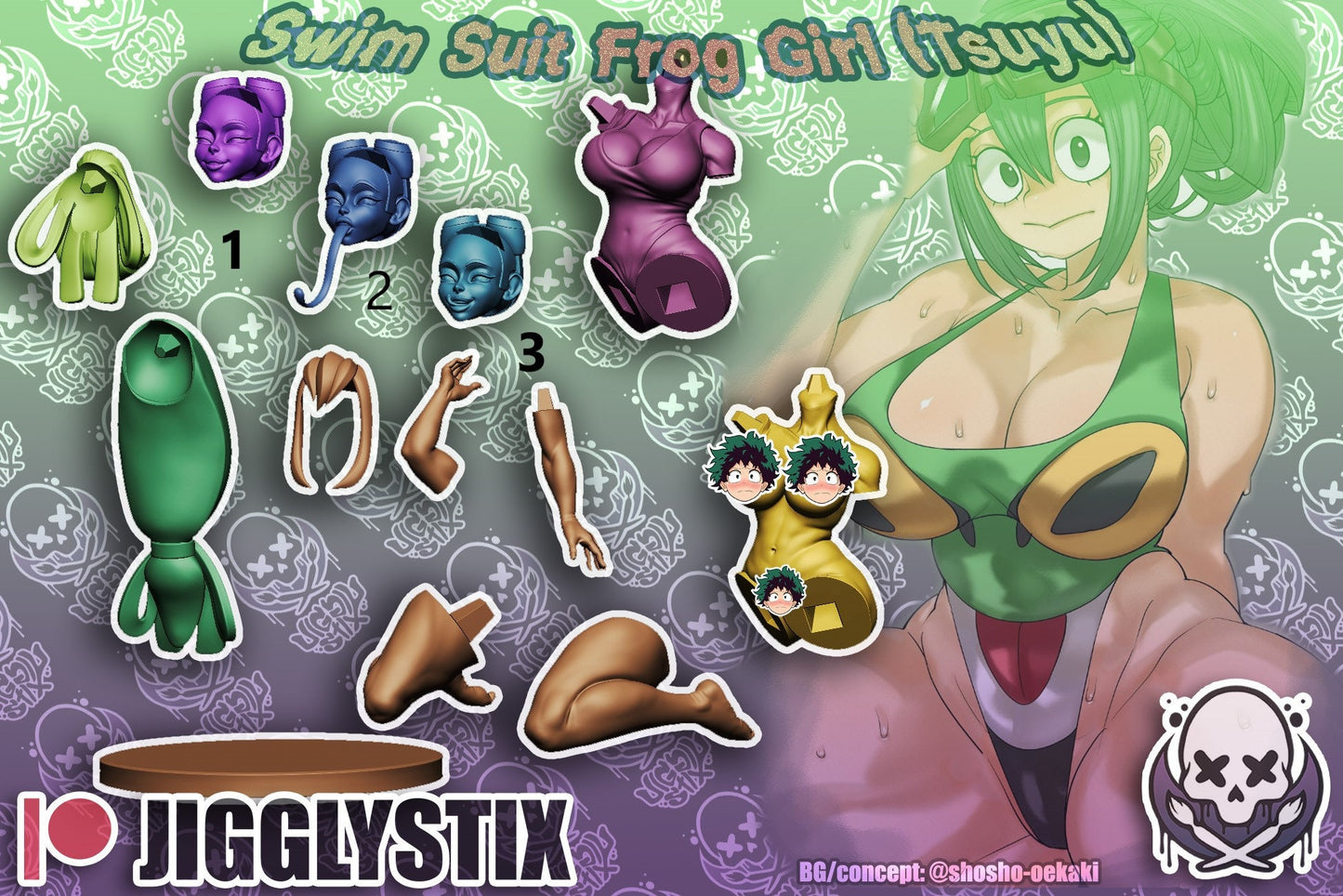 Swimsuit Frog Girl Statue Model Kit by Jigglystix Pin Up Factory