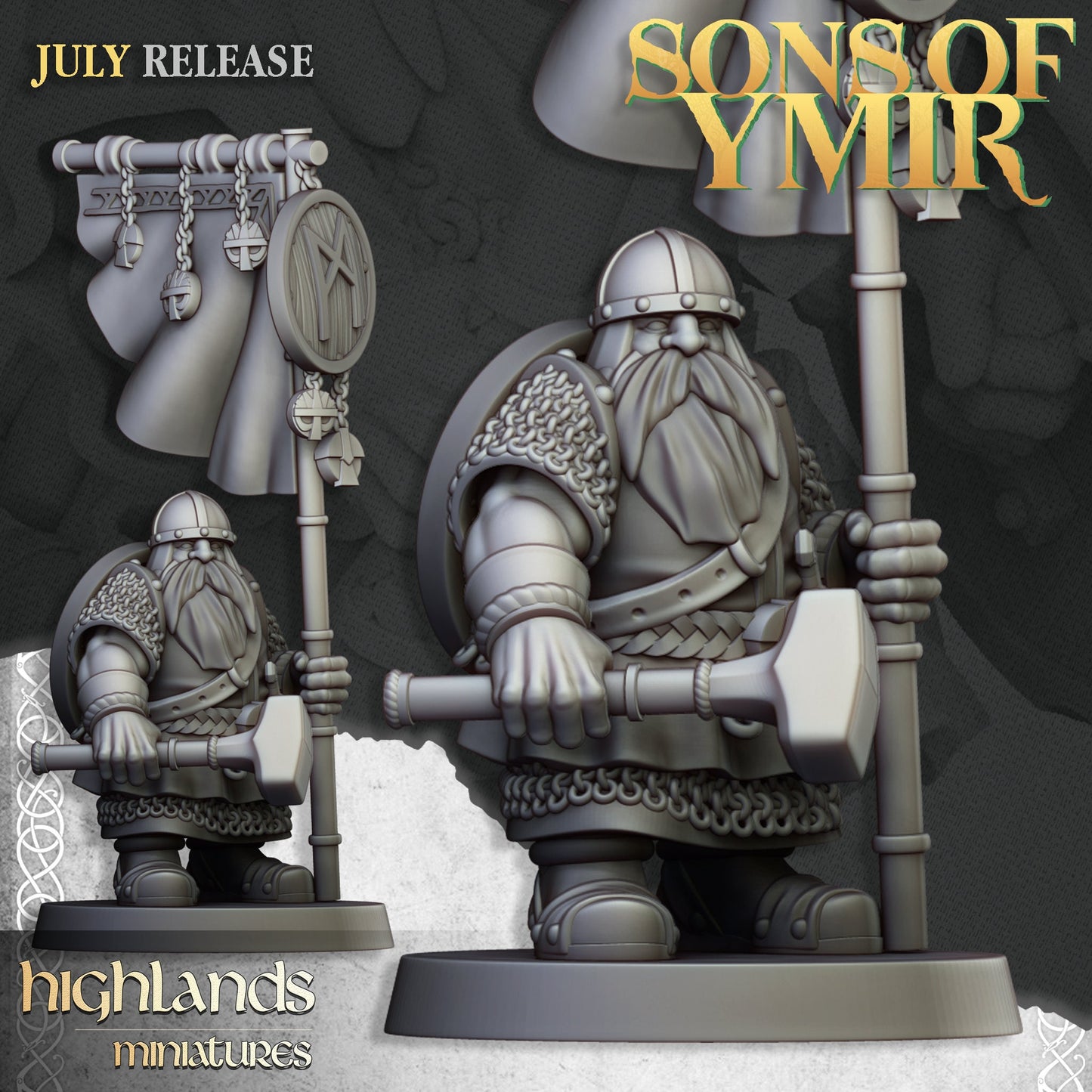 Dwarf Two Handed Weapons Unit by Highland Miniatures