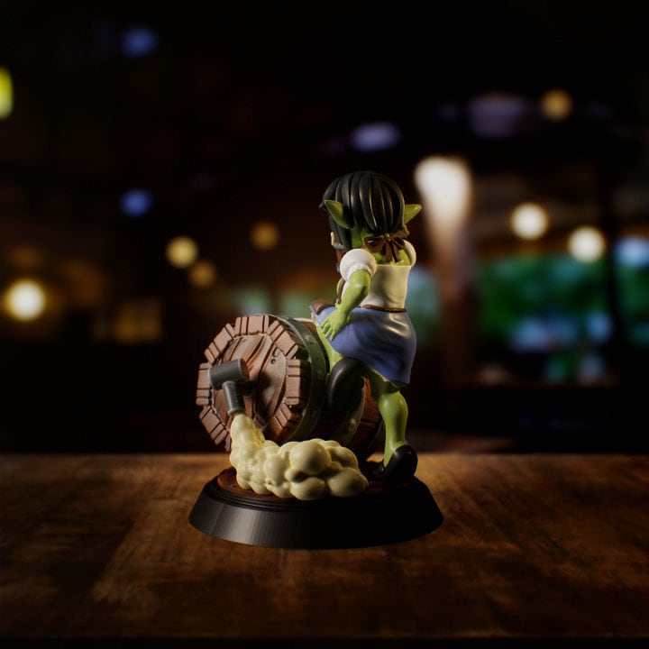 Goblin Barmaid 54mm Model by Jigglystix Pinup Factory