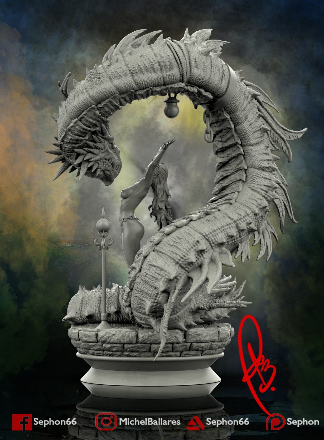 The Girl and the Dragon Statue Model Kit by Creative Geek MB