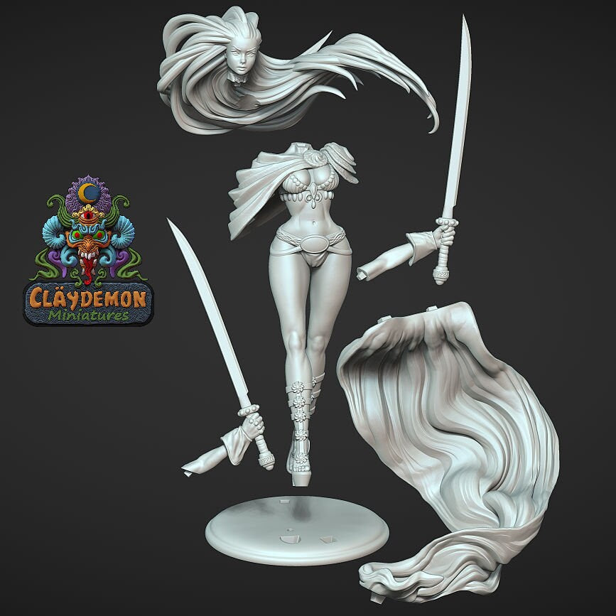 Dreaded Deanna Warrior Woman Statue Model Kit by Claydemon Miniatures