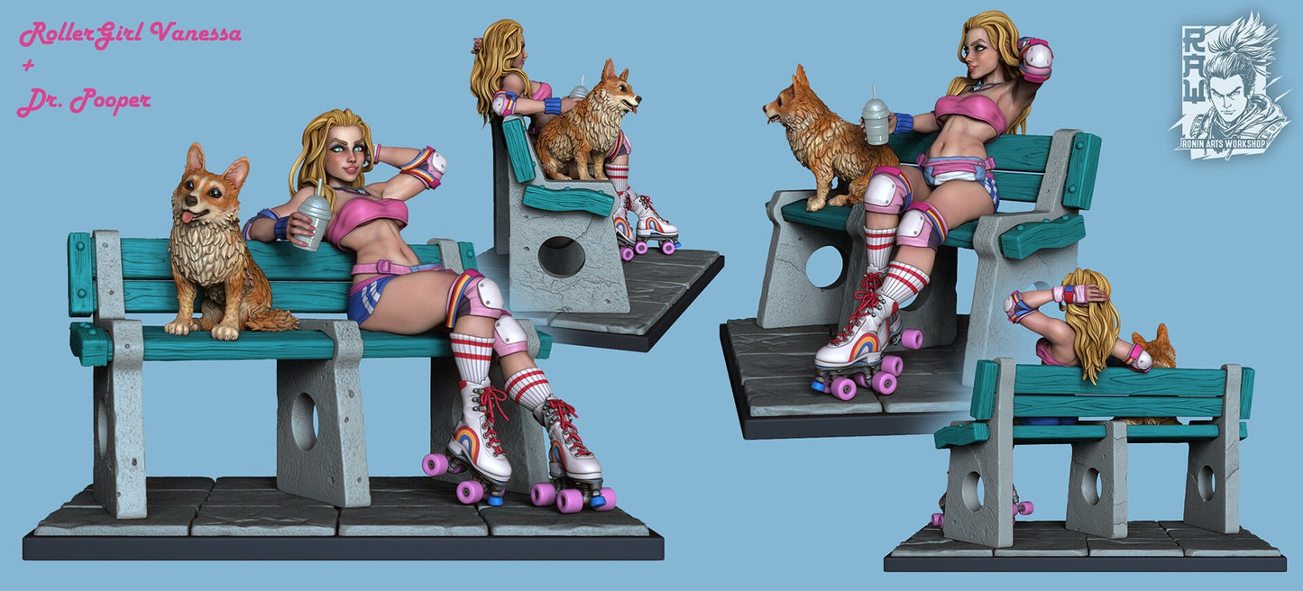 Lounging Skater Vanessa from "Girls, Sun and Fun" by Ronin Arts Workshop Miniatures