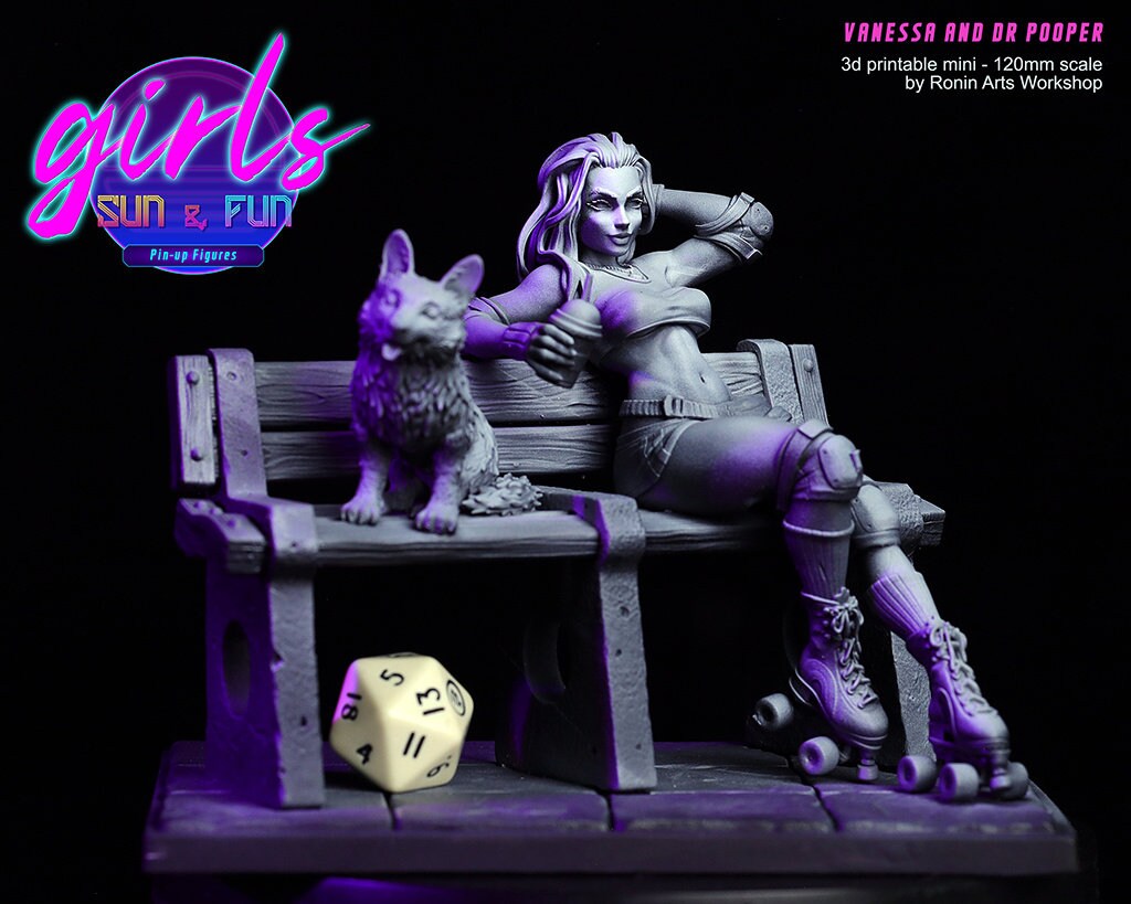 Lounging Skater Vanessa from "Girls, Sun and Fun" by Ronin Arts Workshop Miniatures