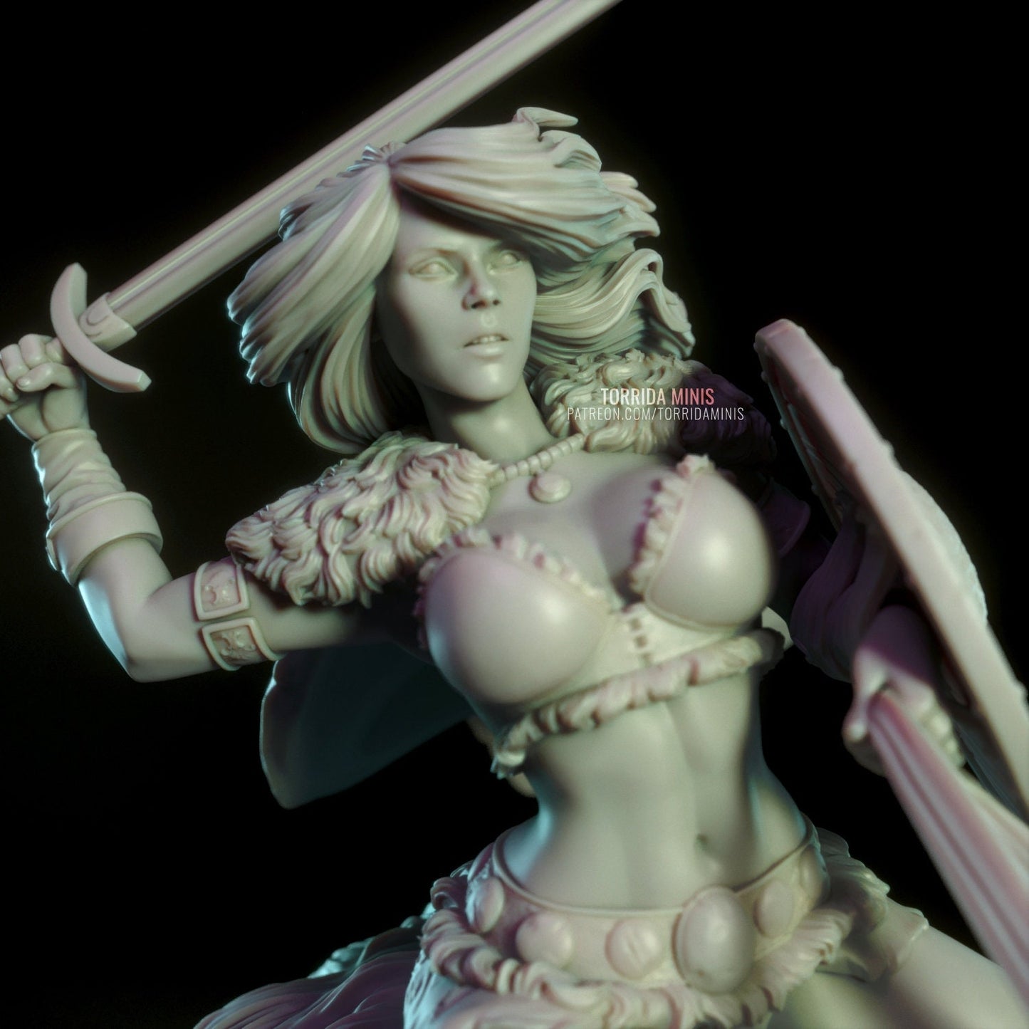 Hilde Barbarian Warrior Statue Model Kit by Torrida Minis