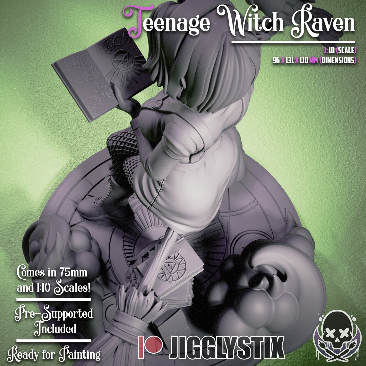 Raven Haired Witch Statue Model Kit by Jigglystix Pin-Up Factory