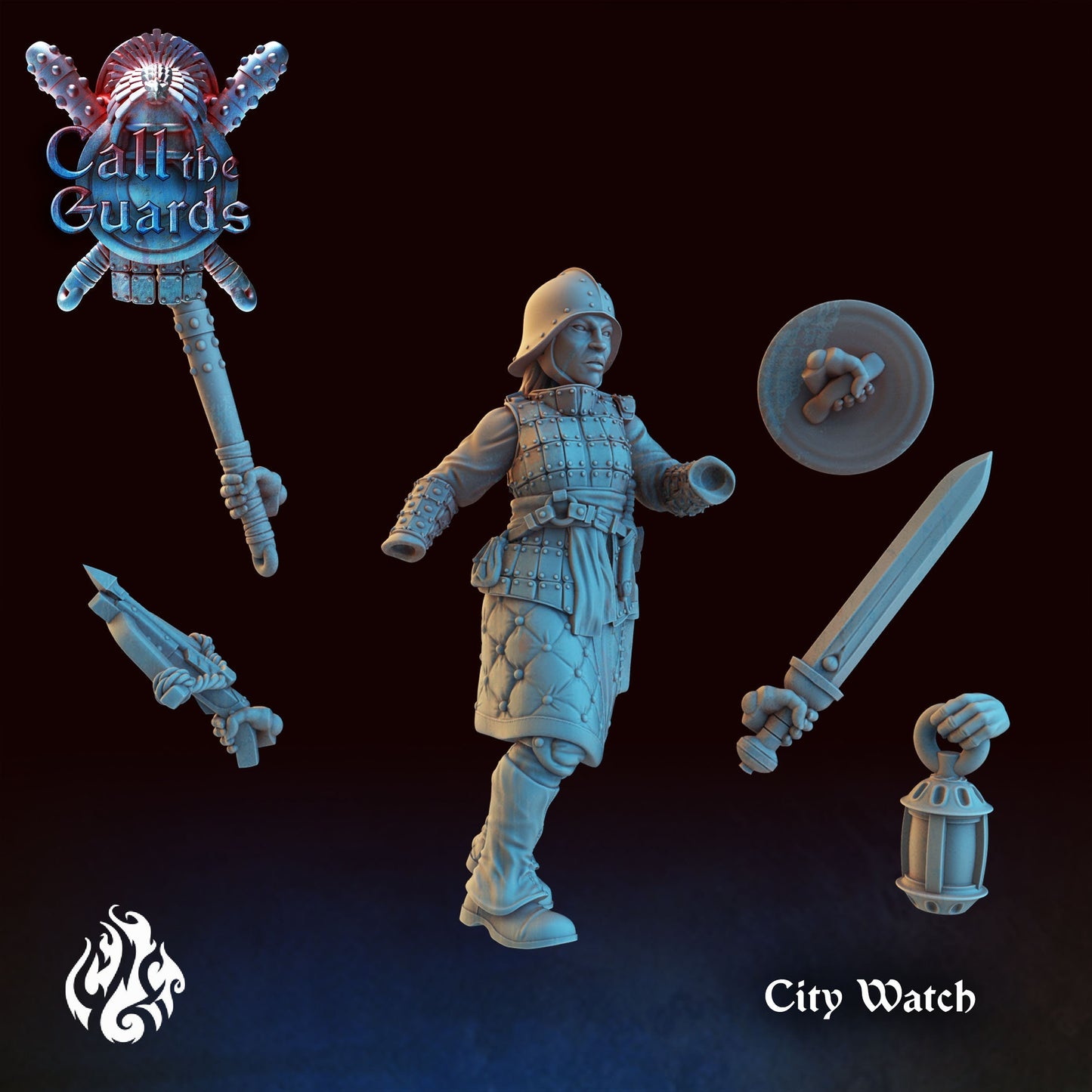 Female City Watch Guard from "Call the Guards" by Crippled God Foundry Miniatures RPG