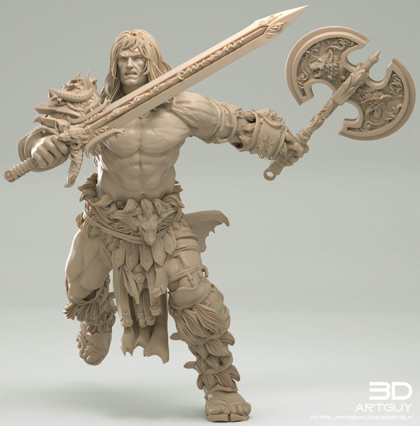 Male & Female Barbarian Heroes by 3Dartguy Miniatures