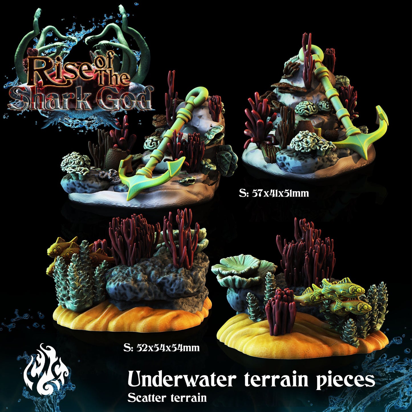 Under Water Terrain Pieces from "Rise of the Shark God" by Crippled God Foundry Miniatures