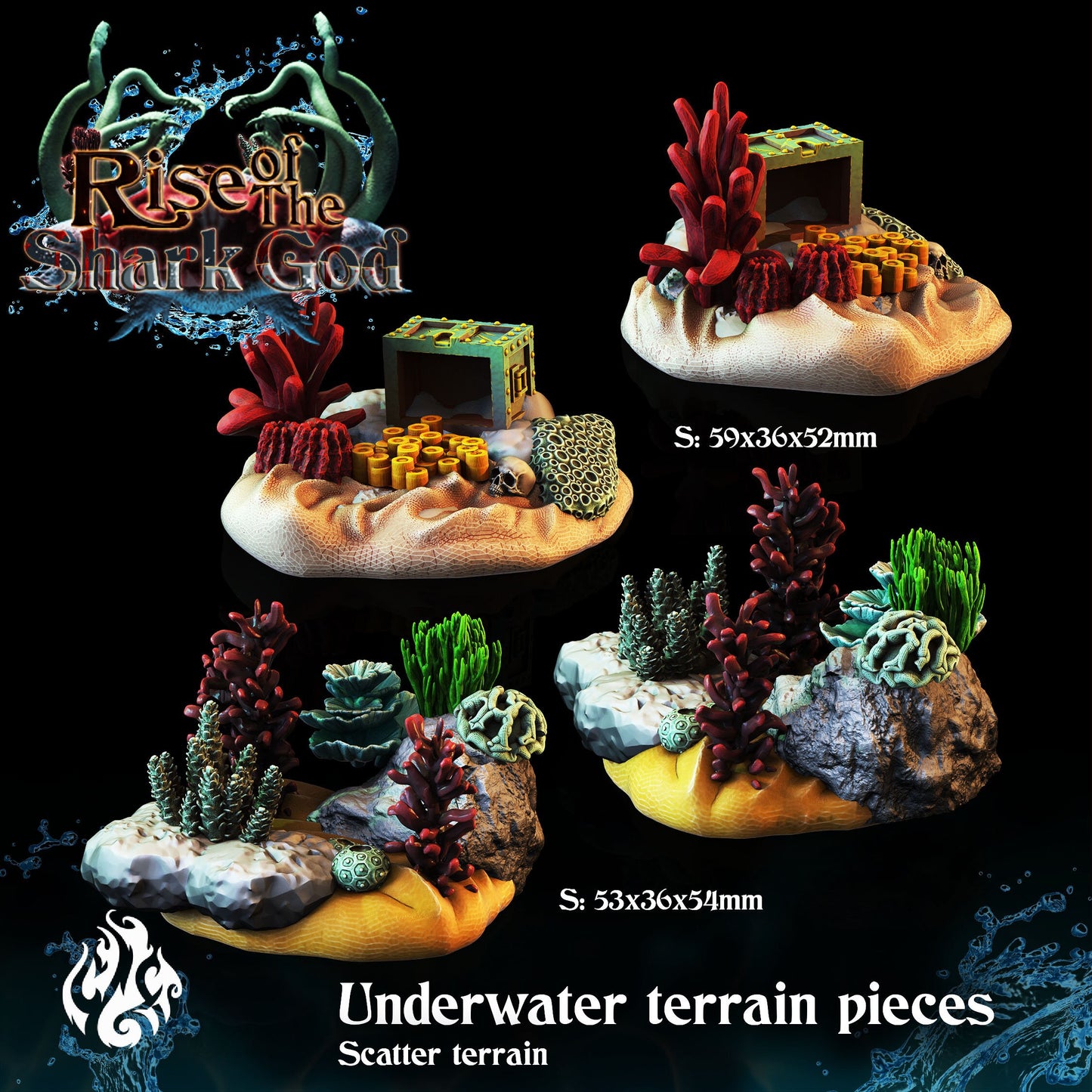 Under Water Terrain Pieces from "Rise of the Shark God" by Crippled God Foundry Miniatures
