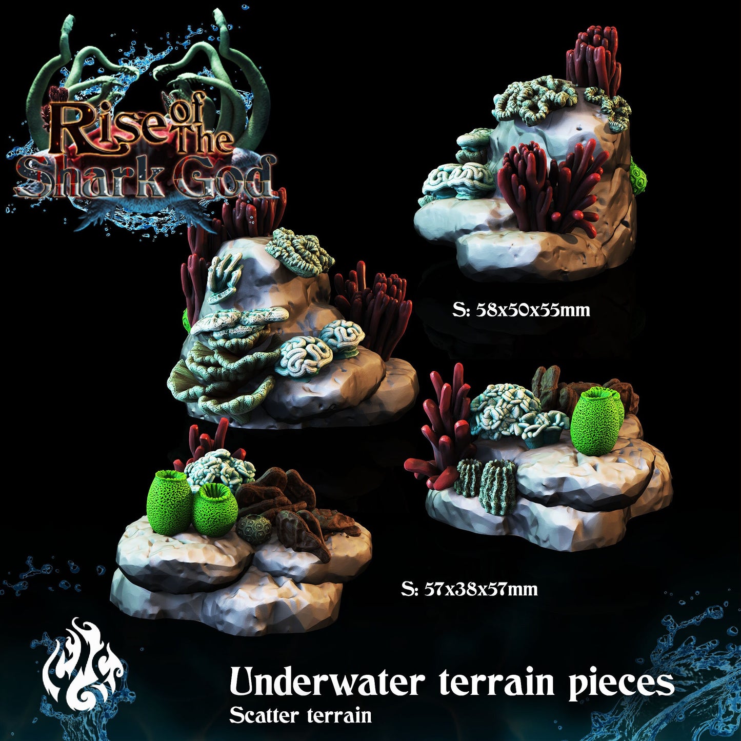 Under Water Terrain Pieces from "Rise of the Shark God" by Crippled God Foundry Miniatures