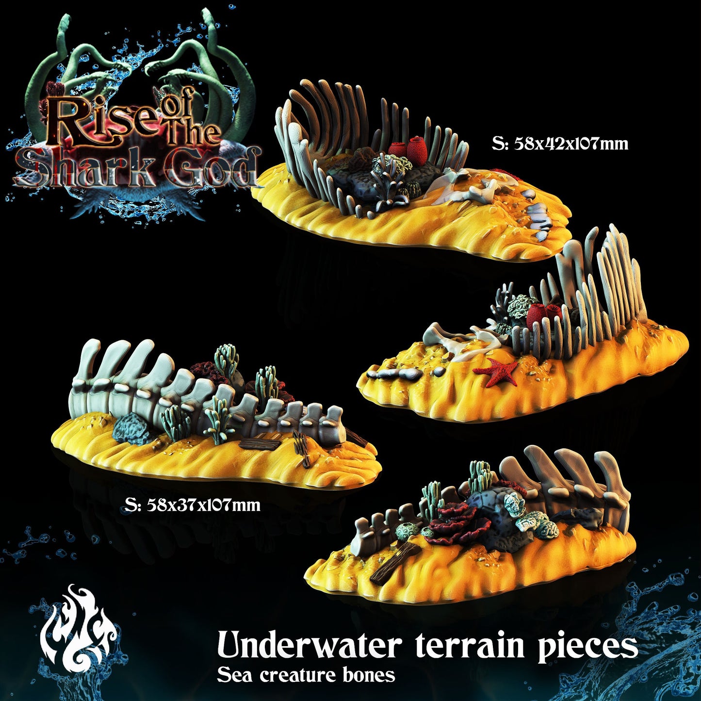 Under Water Terrain Pieces from "Rise of the Shark God" by Crippled God Foundry Miniatures