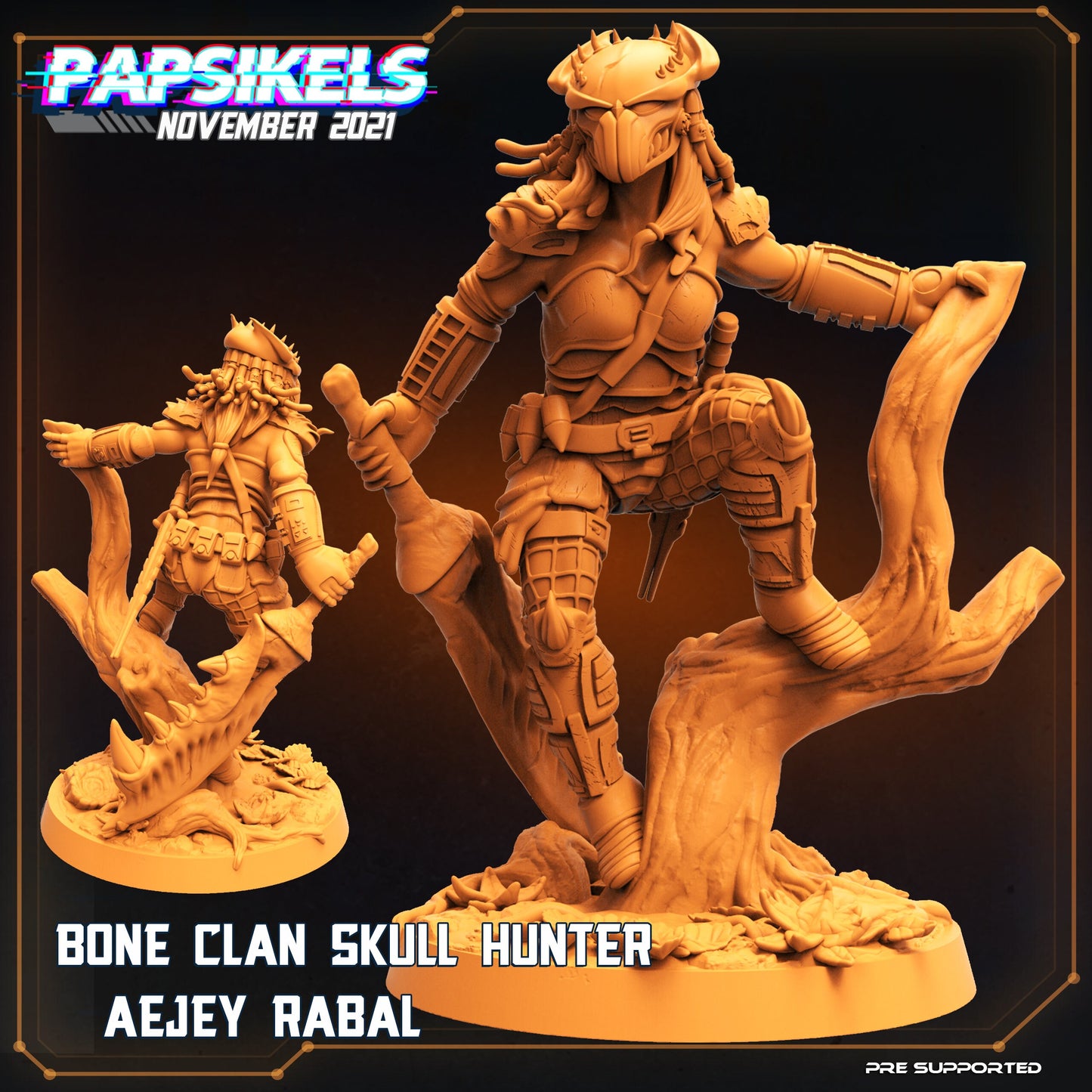 Bone Clan Skull Hunter Aejey Rabal Predator by Papsikels Miniatures SCIFI Stargrave