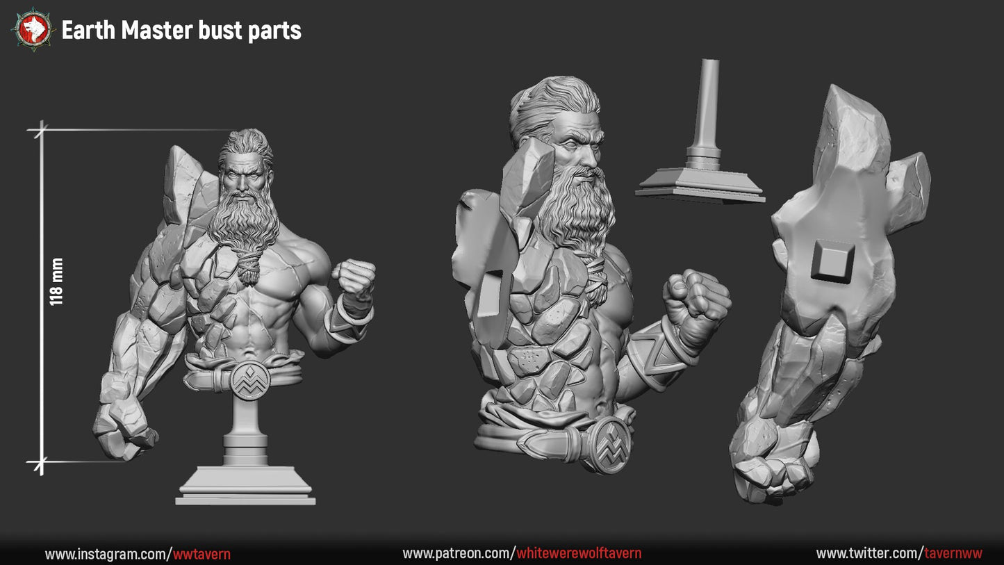 Earth Master Bust from "4 Elements" by White Werewolf Tavern Miniatures RPG