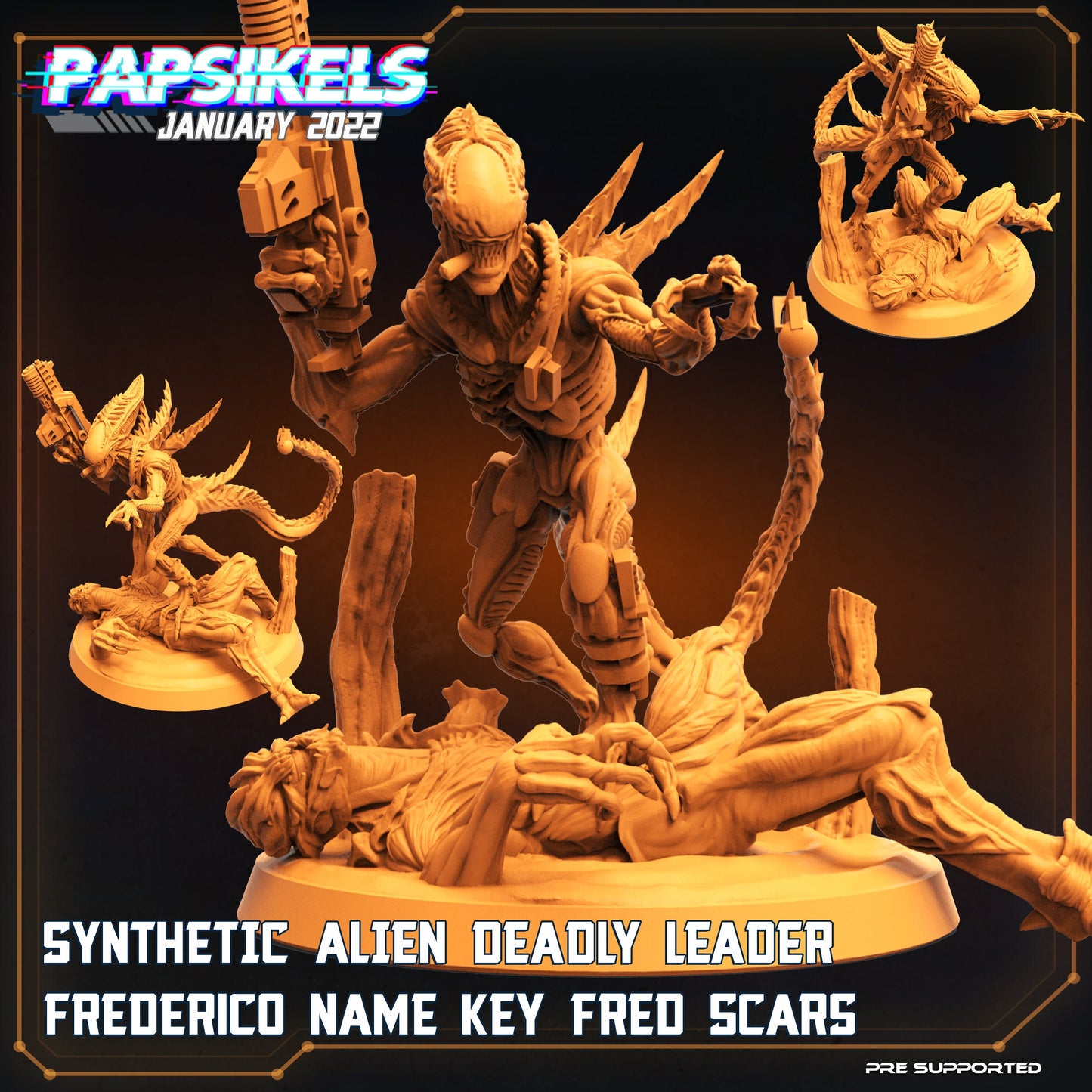 Fran Nine Team Synthetic Alien Warriors by Papsikels Miniatures Aliens Stargrave