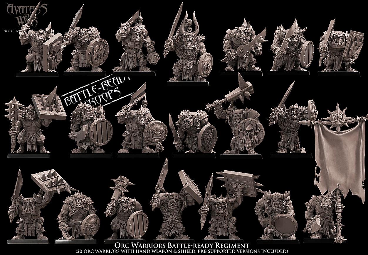 Orc Warriors Unit Battle Ready by Avatars of War Miniatures