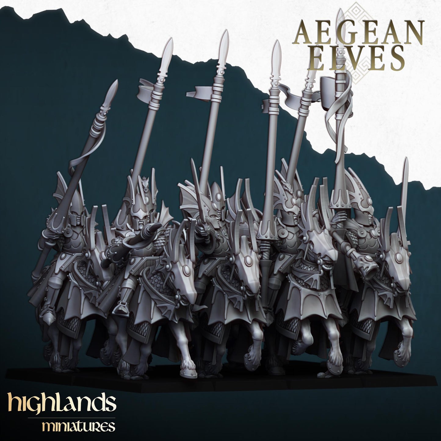 Mounted Dragons Unit of Aegean Elves by Highland Miniatures