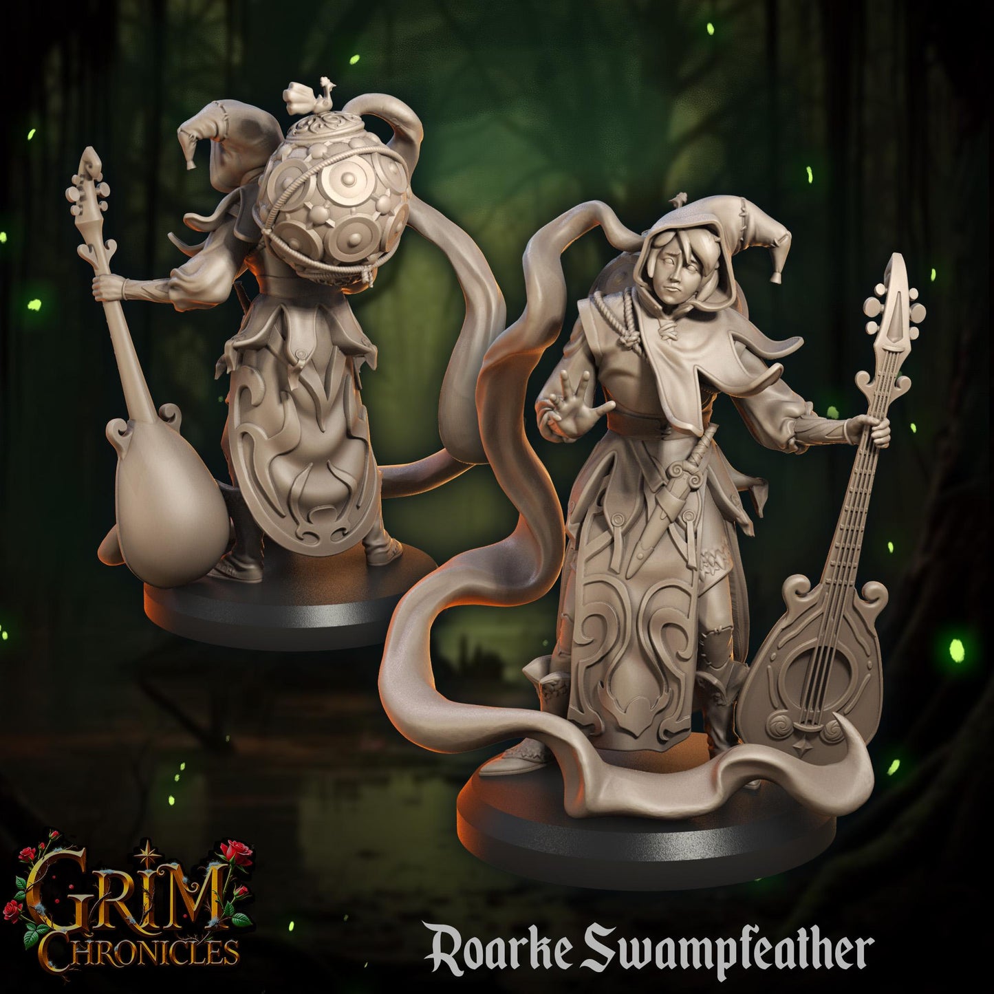 Roarke Swampfeather from "Grim Chronicles" by Great Grimoire Miniatures
