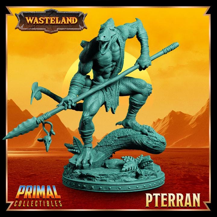 Pterran from Wasteland by Primal Collectibles Miniatures Heroquest RPG