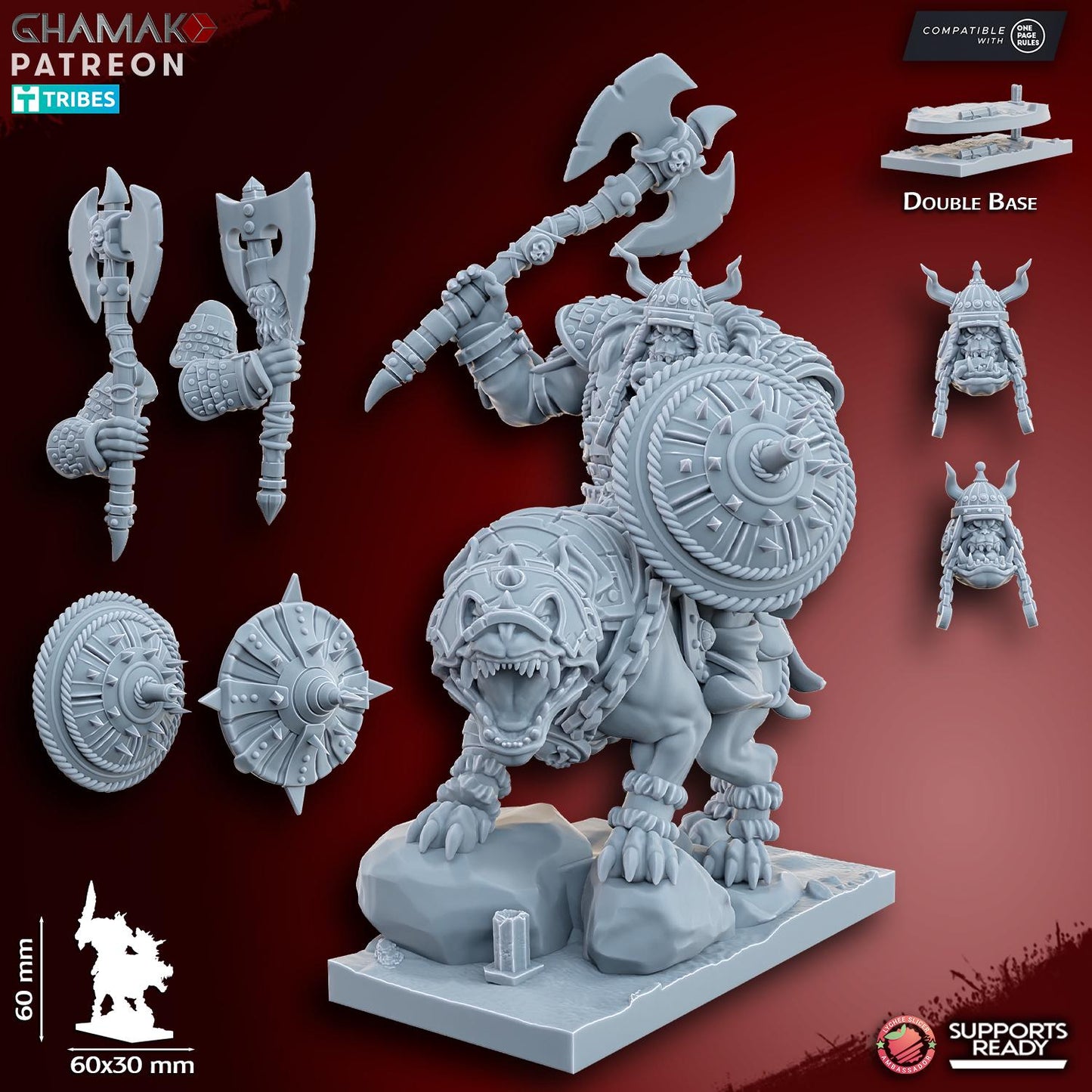Grey Orc Warlord on warg by Ghamak Miniatures
