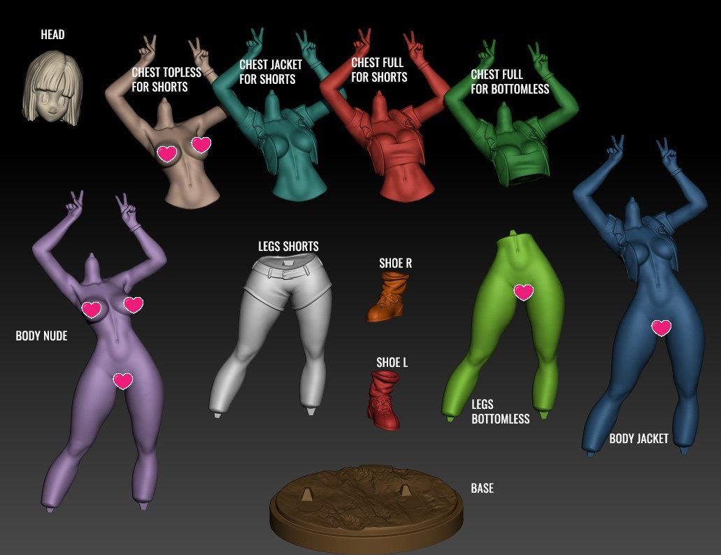 Green Haired Anime Girl Statue Model Kit by Torrida Minis