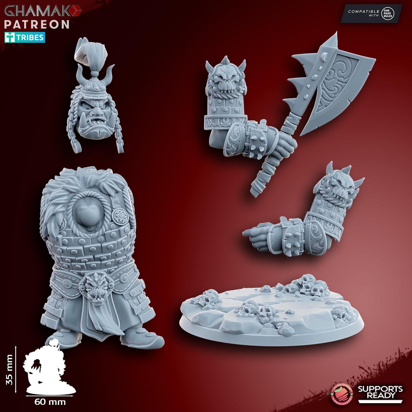Black Orc Warlord on foot by Ghamak Miniatures