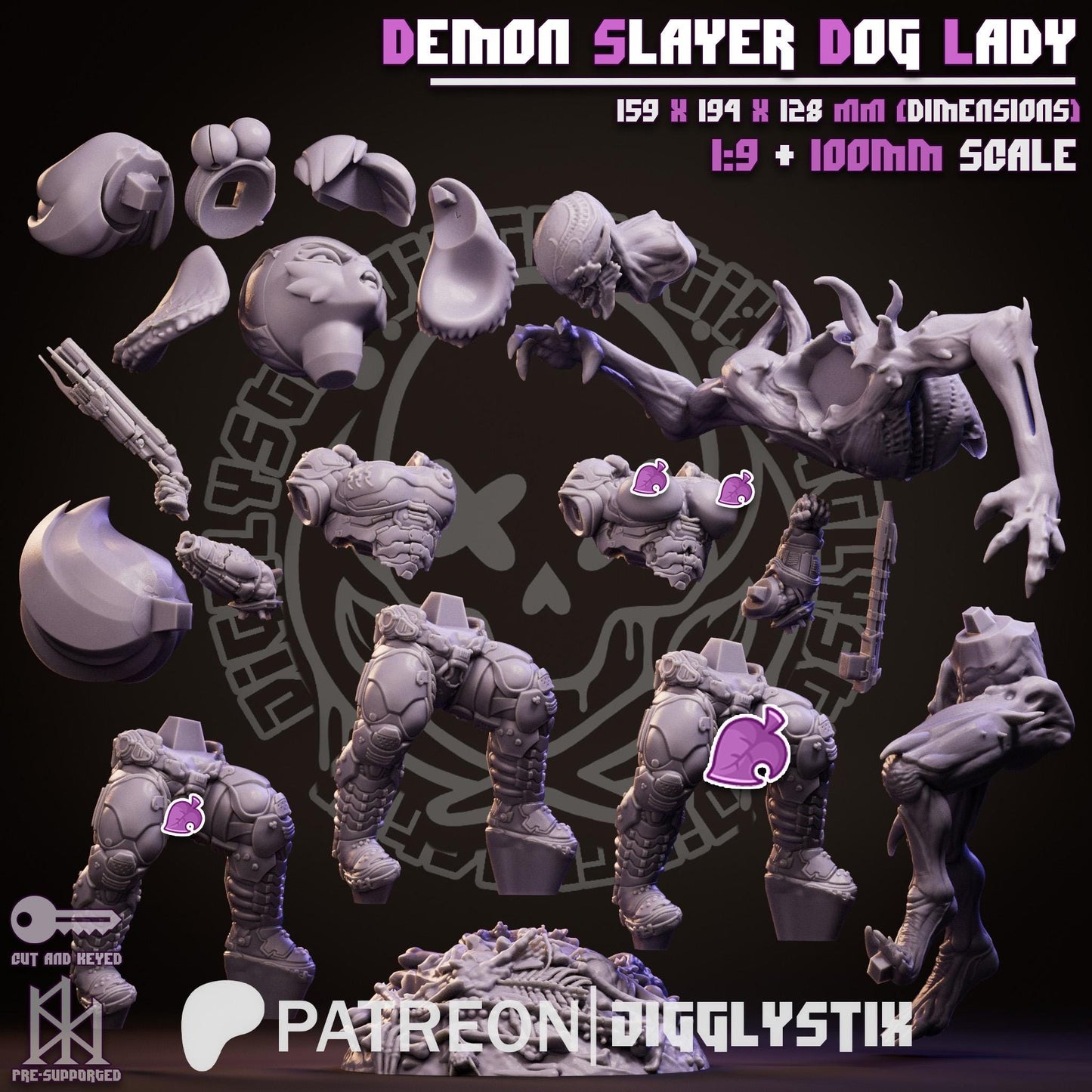 Demon Slaying Dog Lady by Jigglystix Pin Up Factory Miniatures