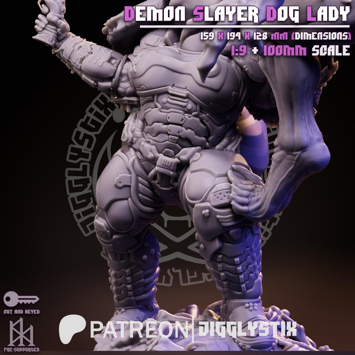 Demon Slaying Dog Lady by Jigglystix Pin Up Factory Miniatures