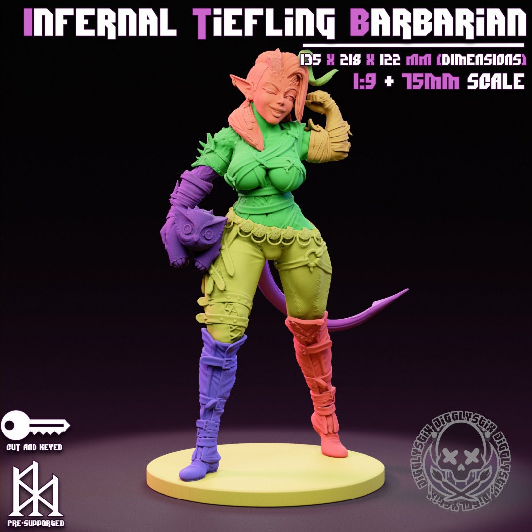 Infernal Tiefling Barbarian by Jigglystix Pin Up Factory Miniatures
