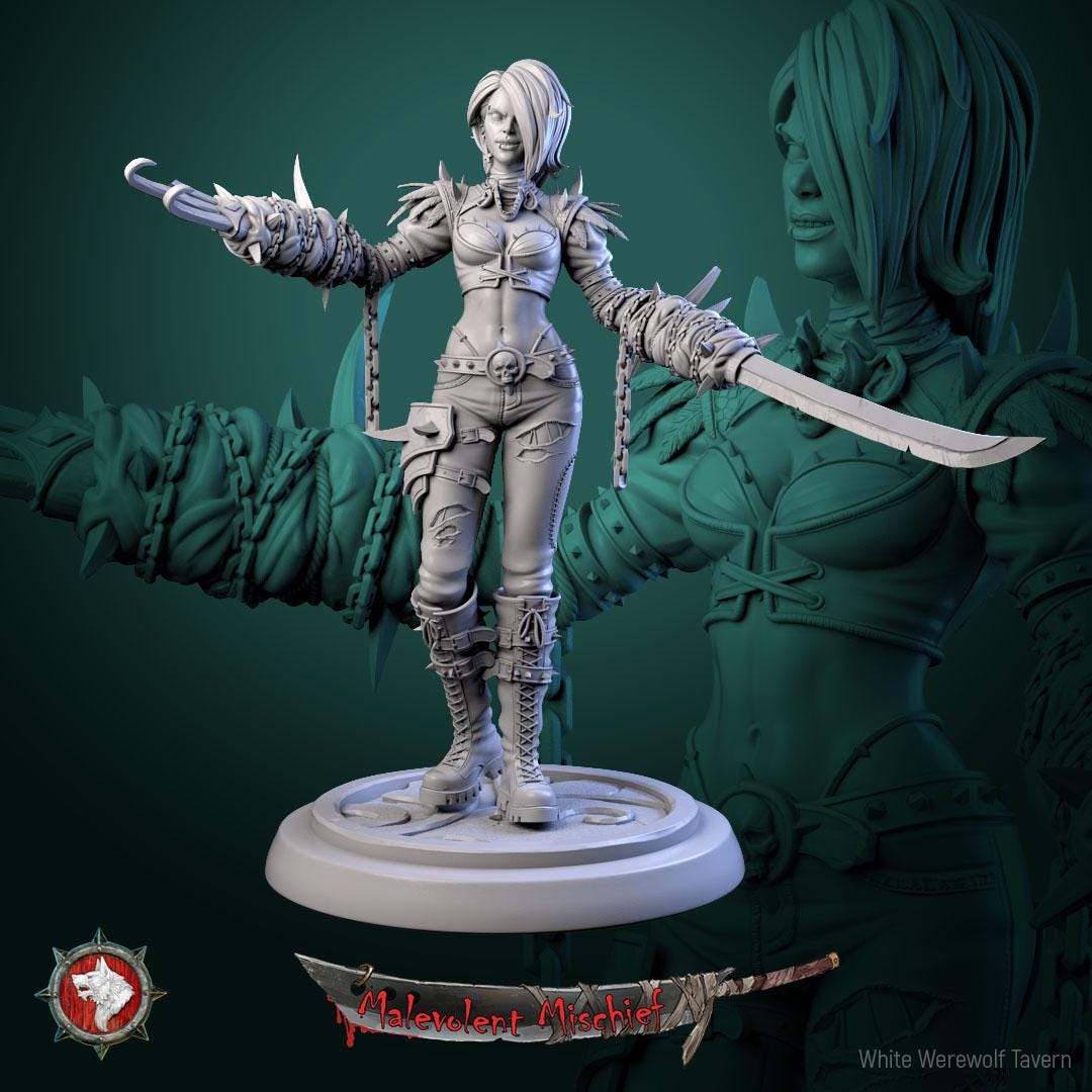 The Crimson huntress from "Malevolent Mischief" by White Werewolf Tavern Miniatures