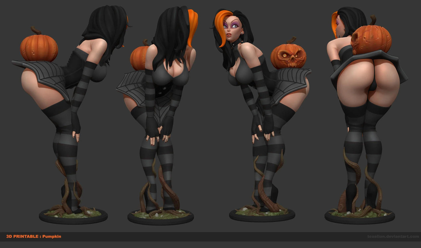 Goth Girl Pumpkin by Texelion Pin Up Miniatures