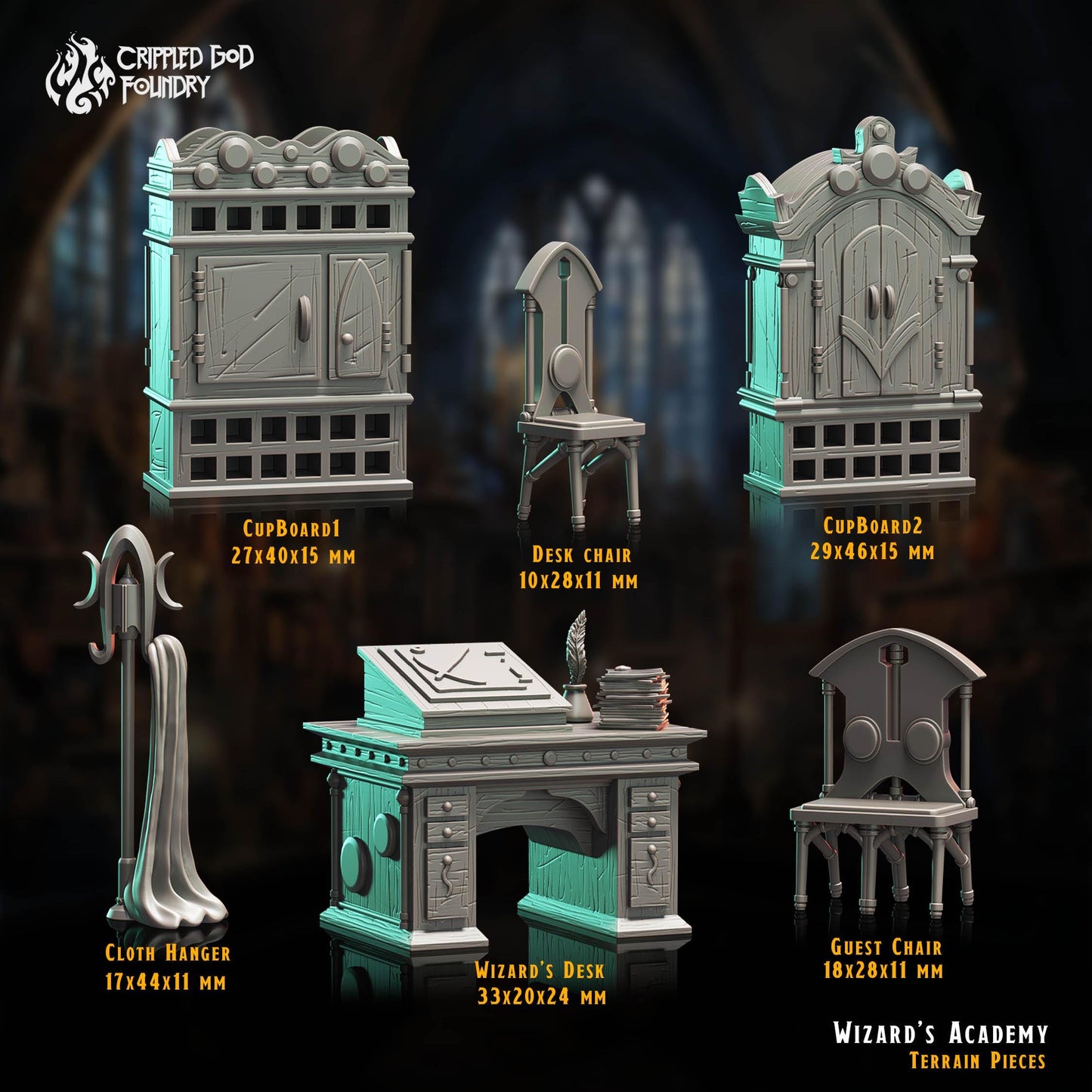 Wizard's Academy Terrain Pieces from "The Imposter Mage" by Crippled God Foundry Miniatures