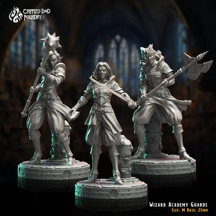 Mage School Guards from "The Imposter Mage" by Crippled God Foundry Miniatures