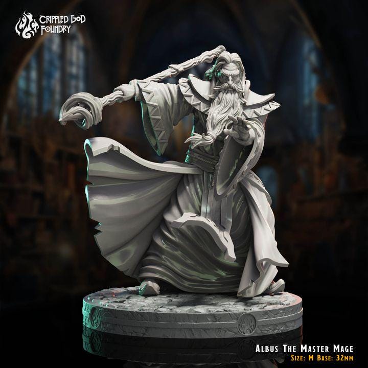 Albus The Master Mage from "The Imposter Mage" by Crippled God Foundry Miniatures
