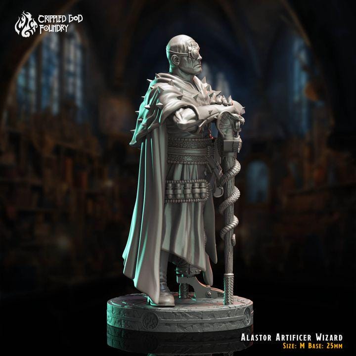 Alastor Artificer Wizard from "The Imposter Mage" by Crippled God Foundry Miniatures