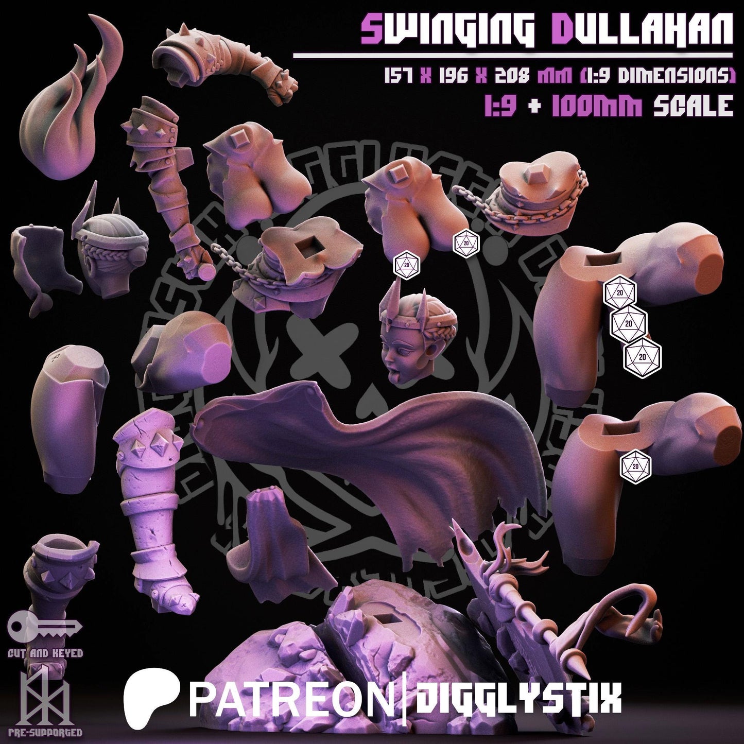 Swinging Dullahan by Jigglystix Pin Up Factory Miniatures