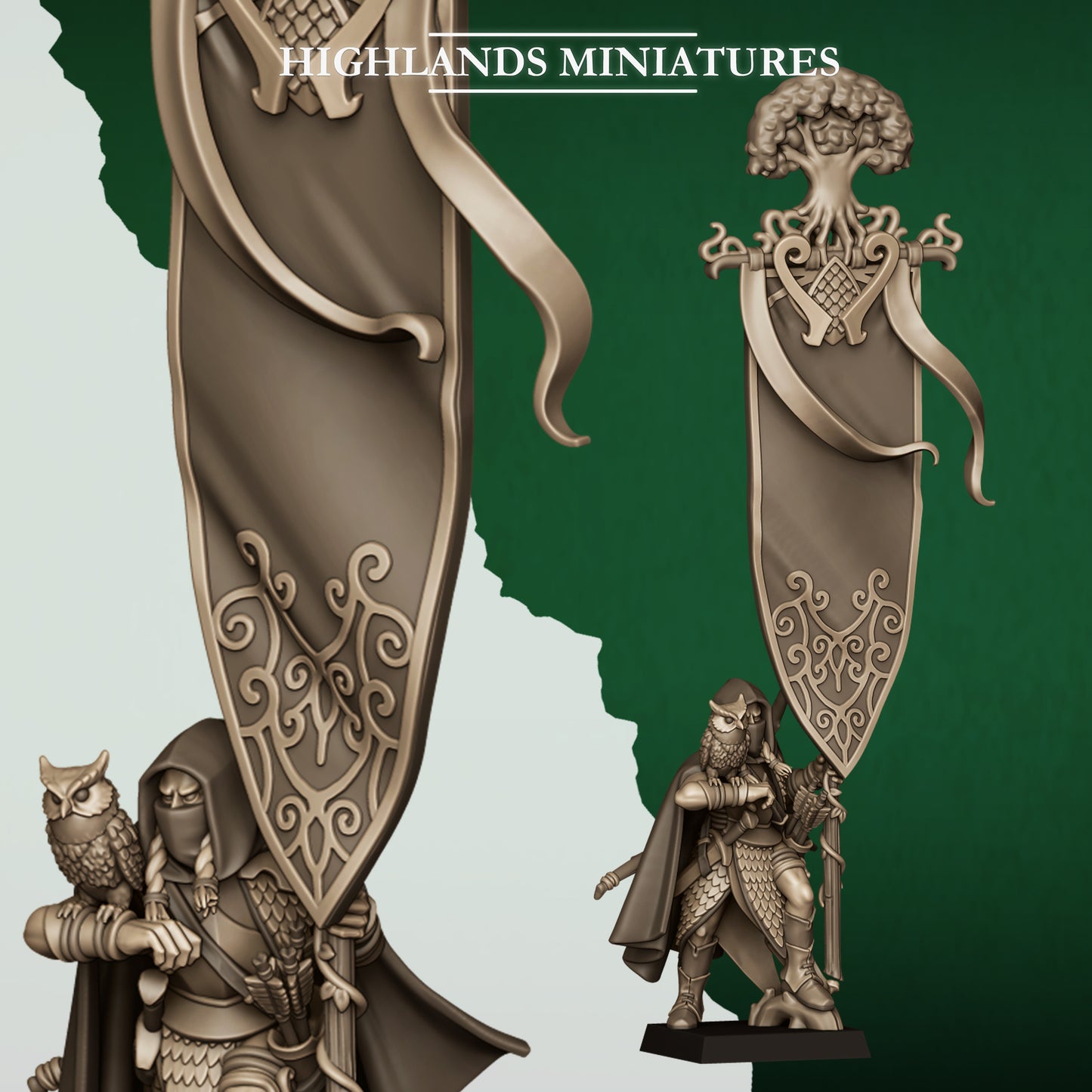 Feral Elf Battle Standard Bearer By Highland Miniatures