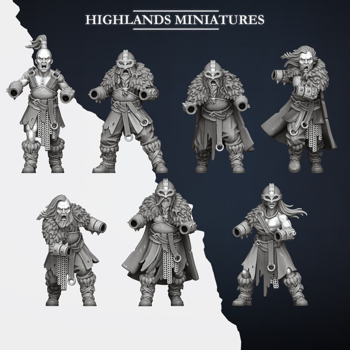 Norse Raiders with two handed weapons by Highland Miniatures