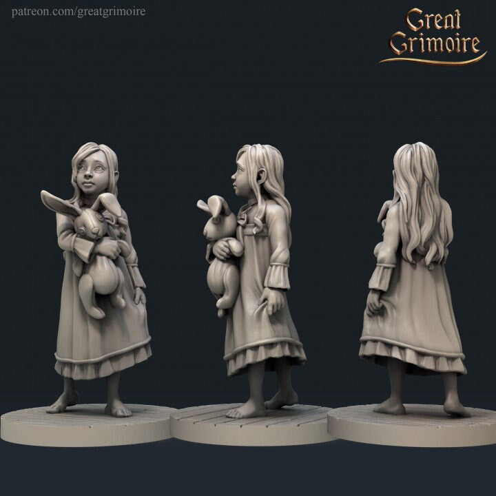 Little Girl & The Monster in the Closet from "Mystique Labs" By Great Grimoire Miniatures