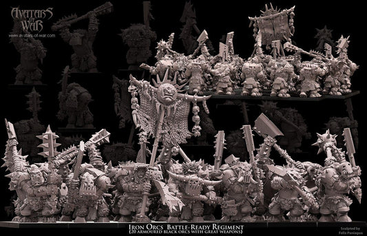 Iron Orcs with great weapons Unit Battle Ready  by Avatars of War Miniatures