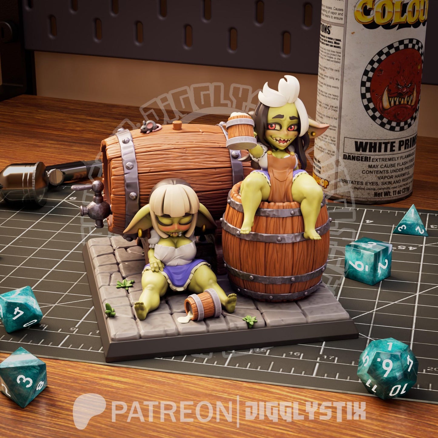 Beer Drunk Goblins Statue Model Kit  by Jigglystix Pin Up Factory