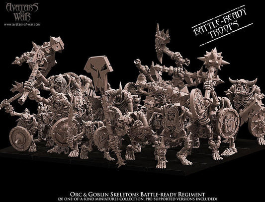 Undead Orc & Goblin Skeletons Battle-Ready regiment by Avatars of War Miniatures