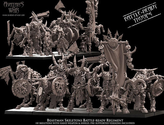 Undead Beastman Skeletons Battle-Ready regiment by Avatars of War Miniatures