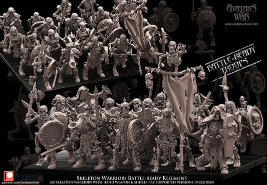 Undead Skeleton Warriors Battle-Ready regiment by Avatars of War Miniatures