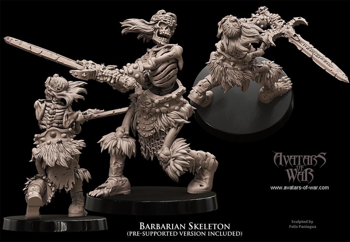 Barbarian Skeleton by Avatars of War Miniatures