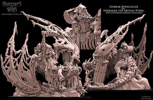 Orc Necromancer on Abyssal Wyrm by Avatars of War Miniatures