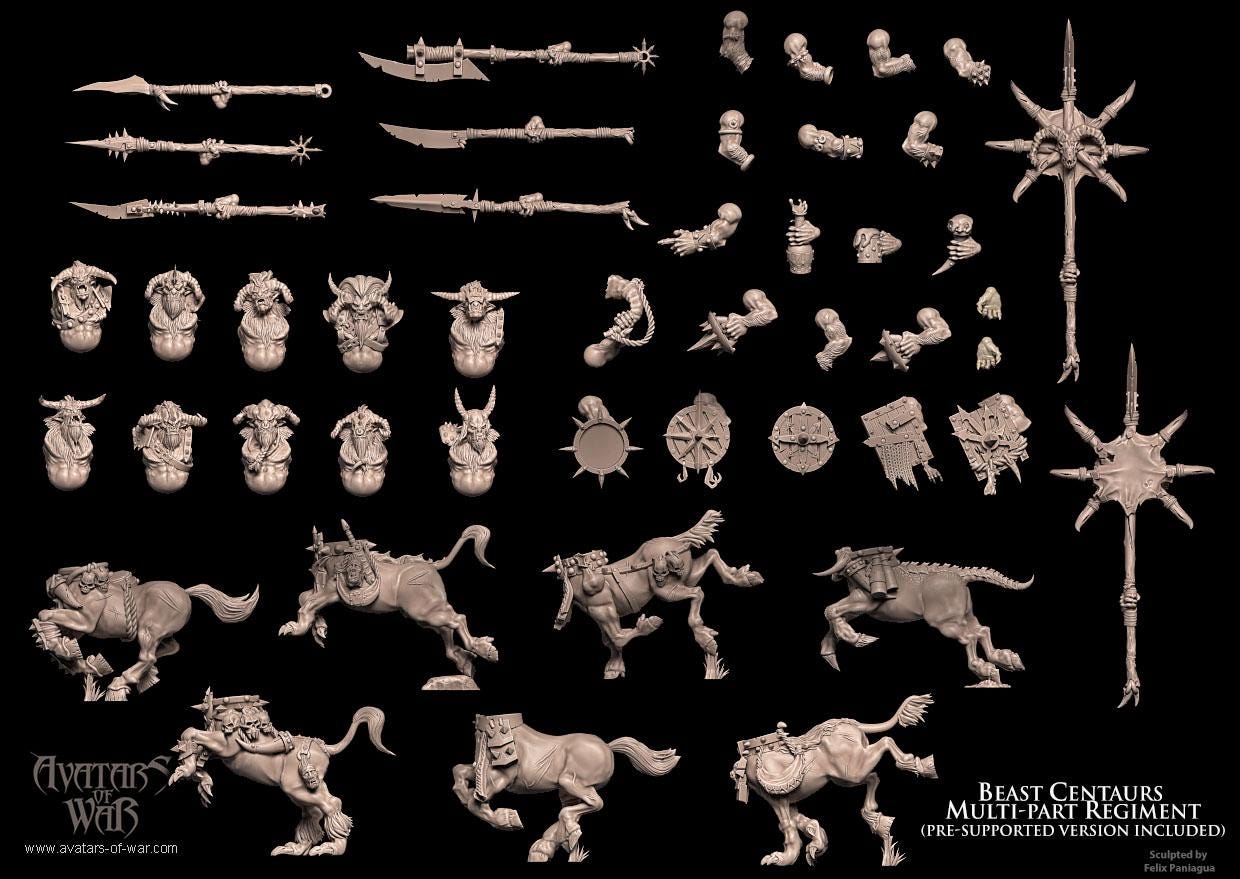 Beast Centaurs multi-part regiment Unit by Avatars of War Miniatures