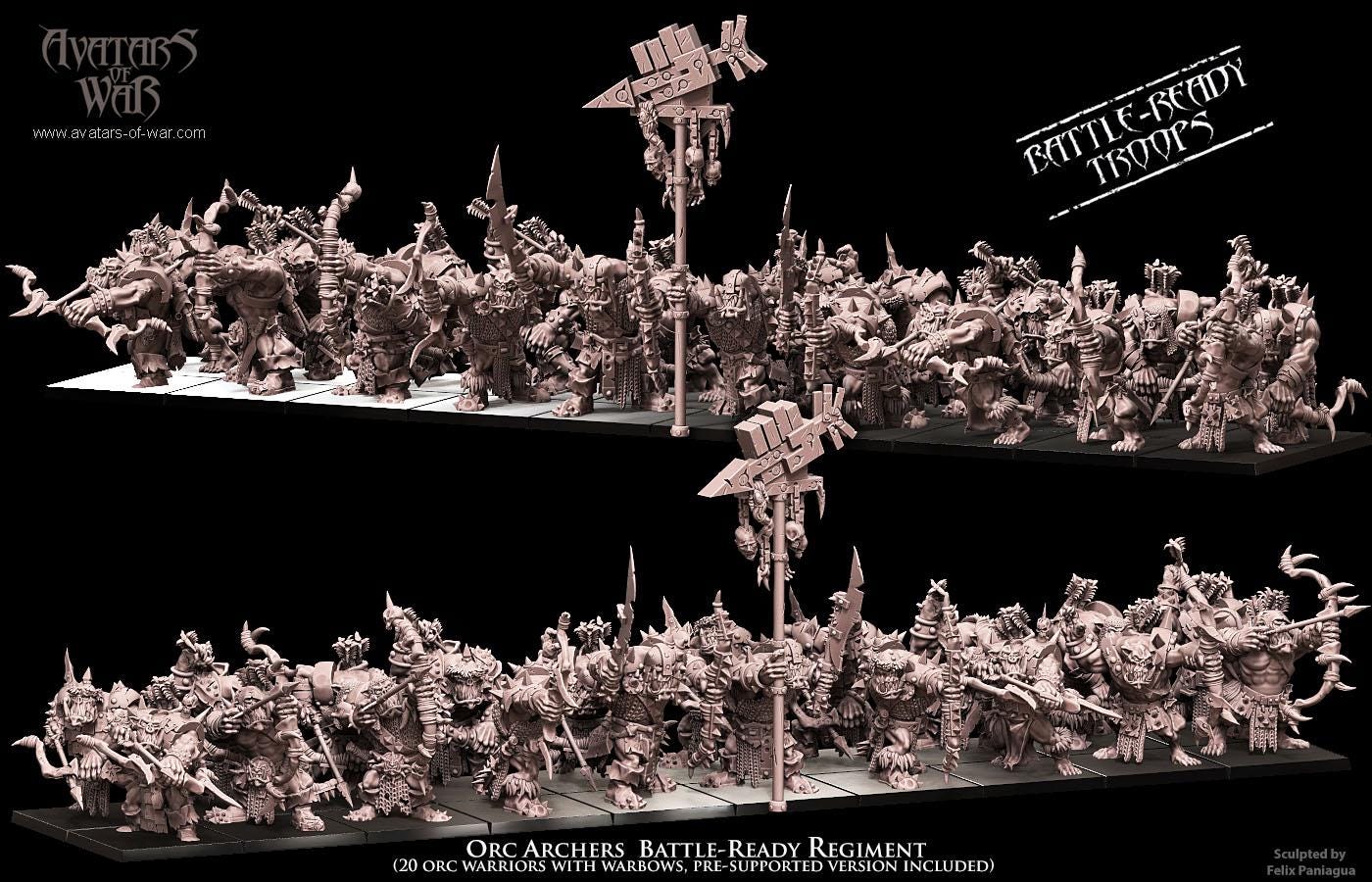 Orc Archer Unit Battle Ready by Avatars of War Miniatures