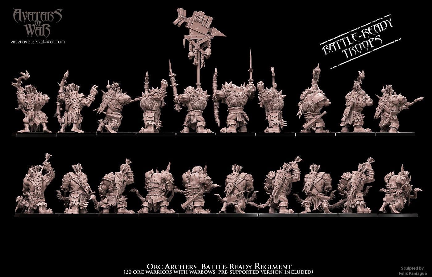 Orc Archer Unit Battle Ready by Avatars of War Miniatures